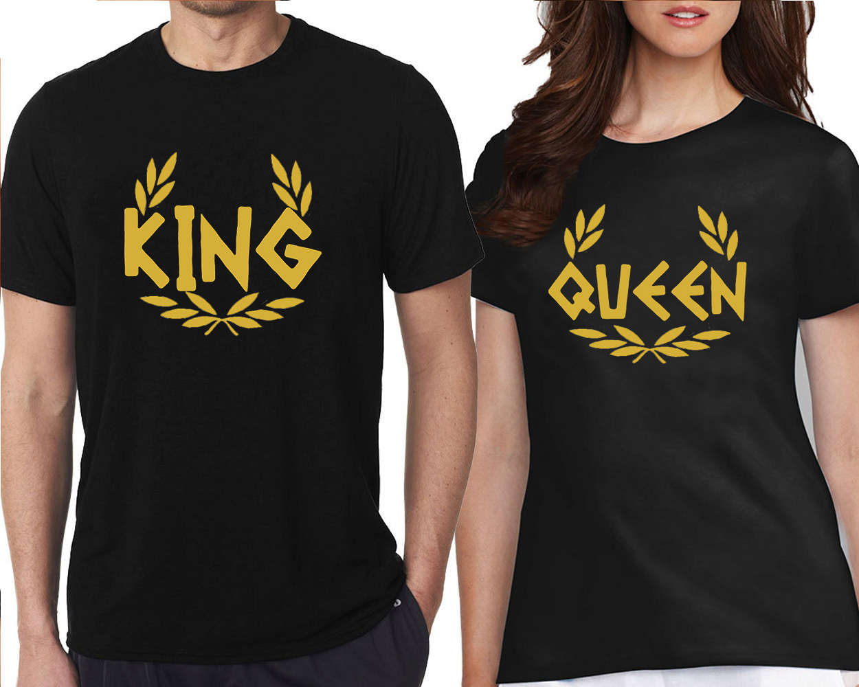 Couple Matching KING QUEEN Couple Tshirt GREEK Style Love Matching Couple Tee gallery