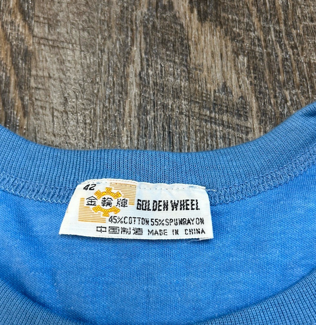 Vintage Singapore Garden City Golden Wheel Dragon Tee Size Medium 42 Blue gallery