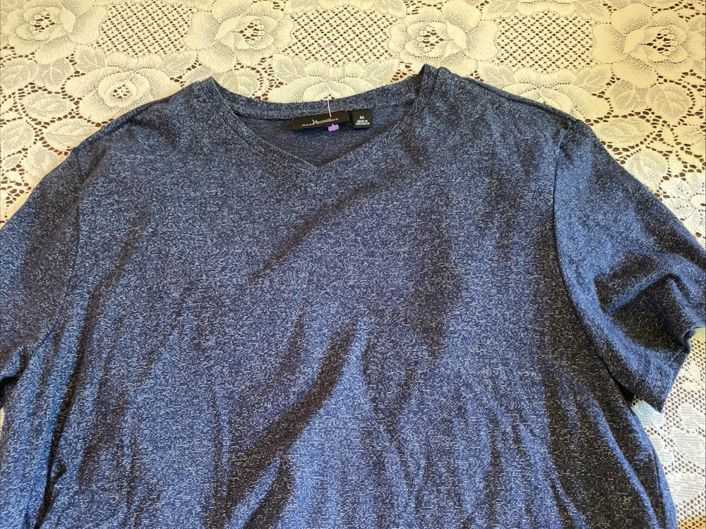 Marc Anthony Men’s M Blue Heathered Cotton Knit Crew Neck Short Sleeve T-Shirt