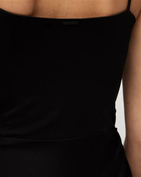 All Saints Womens Draped Midi Dress Sleeveless Slim Square Neck Gathered Skirt gallery