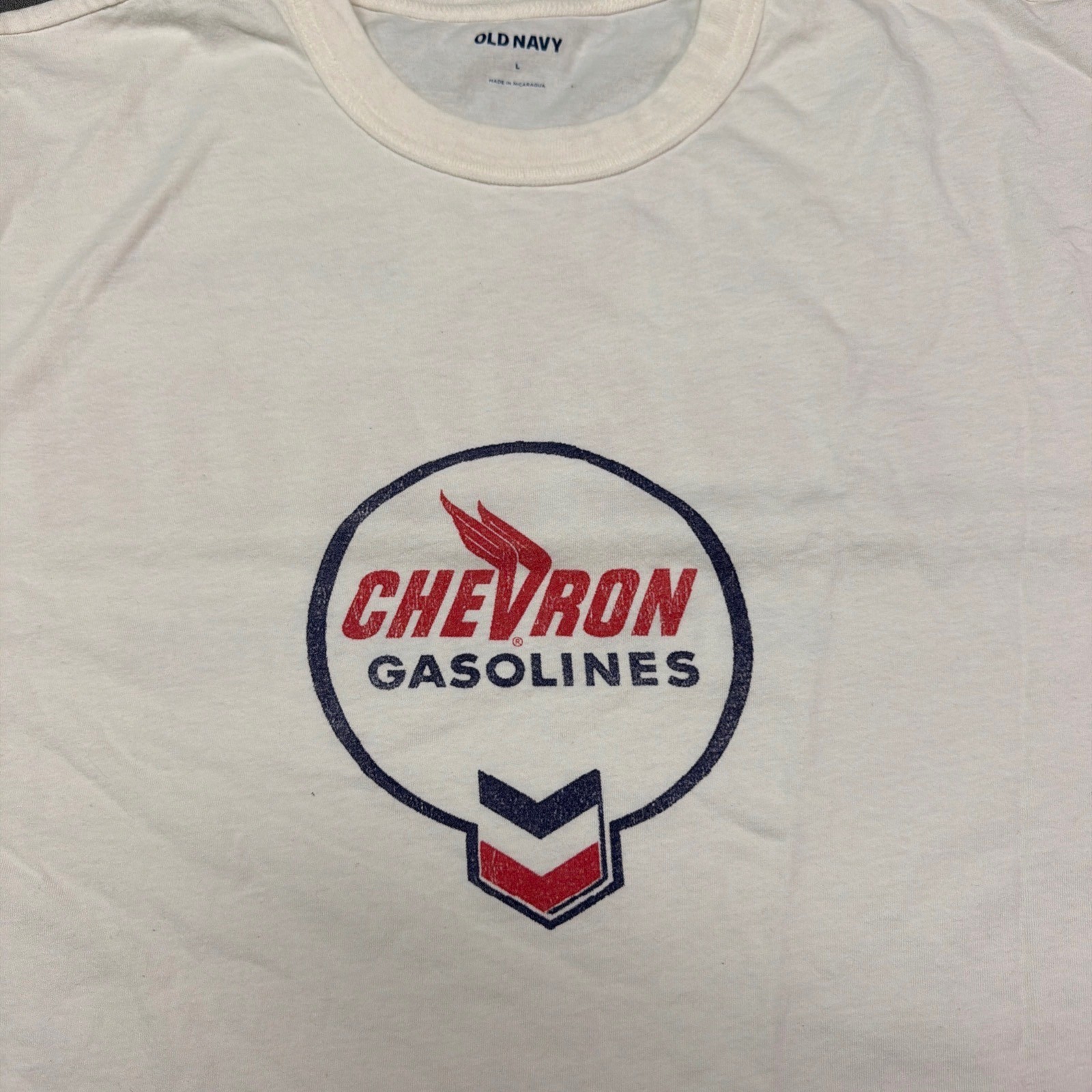 Old Navy Chevron Cropped T Shirt Top Men's Size Large White gallery