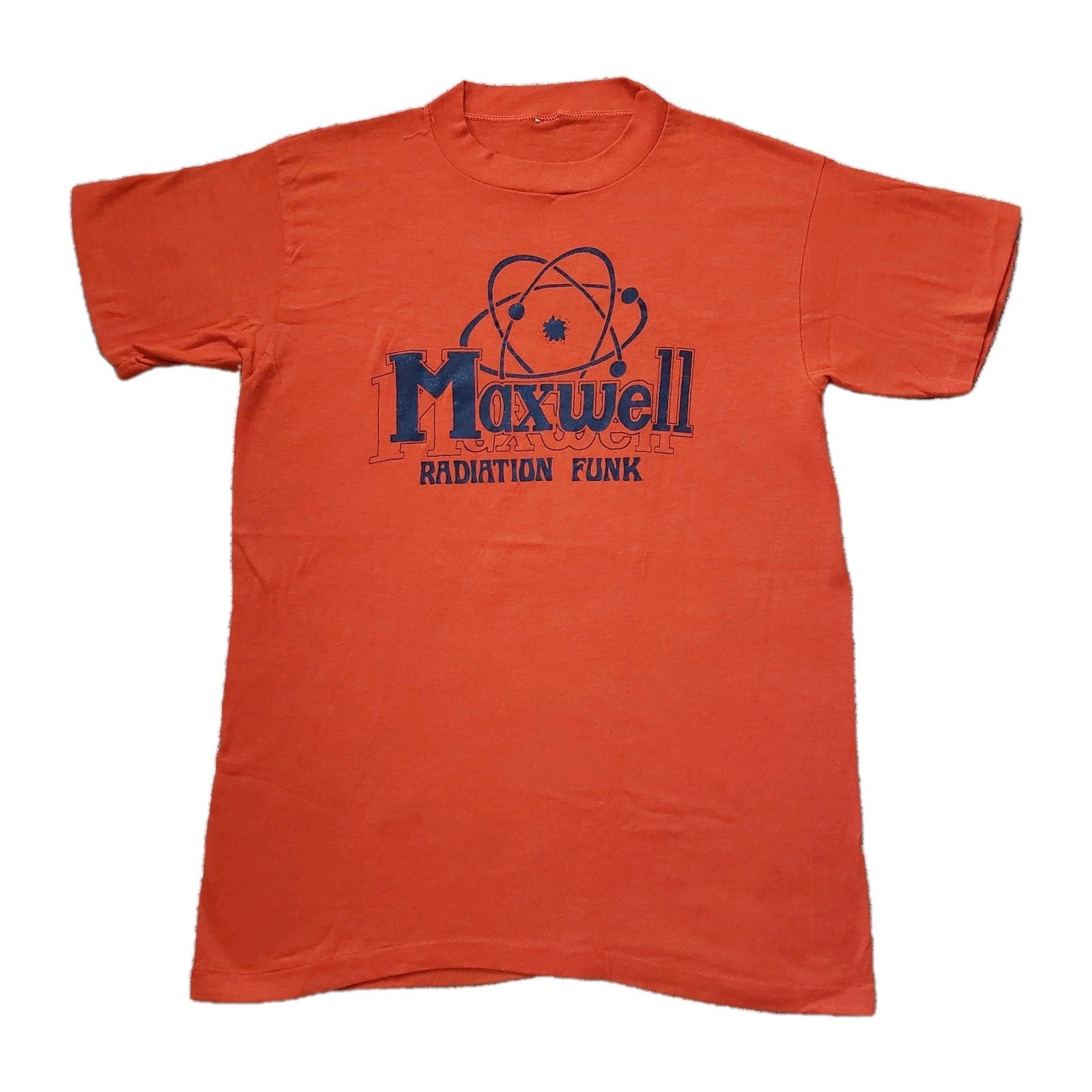 Vintage 70s Maxwell Radiation Funk Three Mile Island Medium Mens Orange T-Shirt gallery