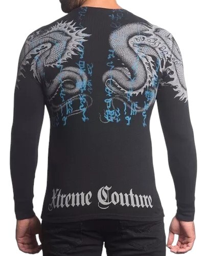 Xtreme Couture by Affliction Men's Thermal Shirt Double Up Black Biker S-2XL gallery