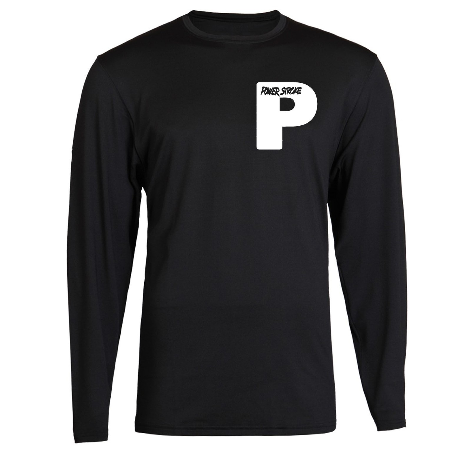 White Powerstroke Small P T-Shirt Unisex Black Color Front S - 2XL Long Sleeve gallery