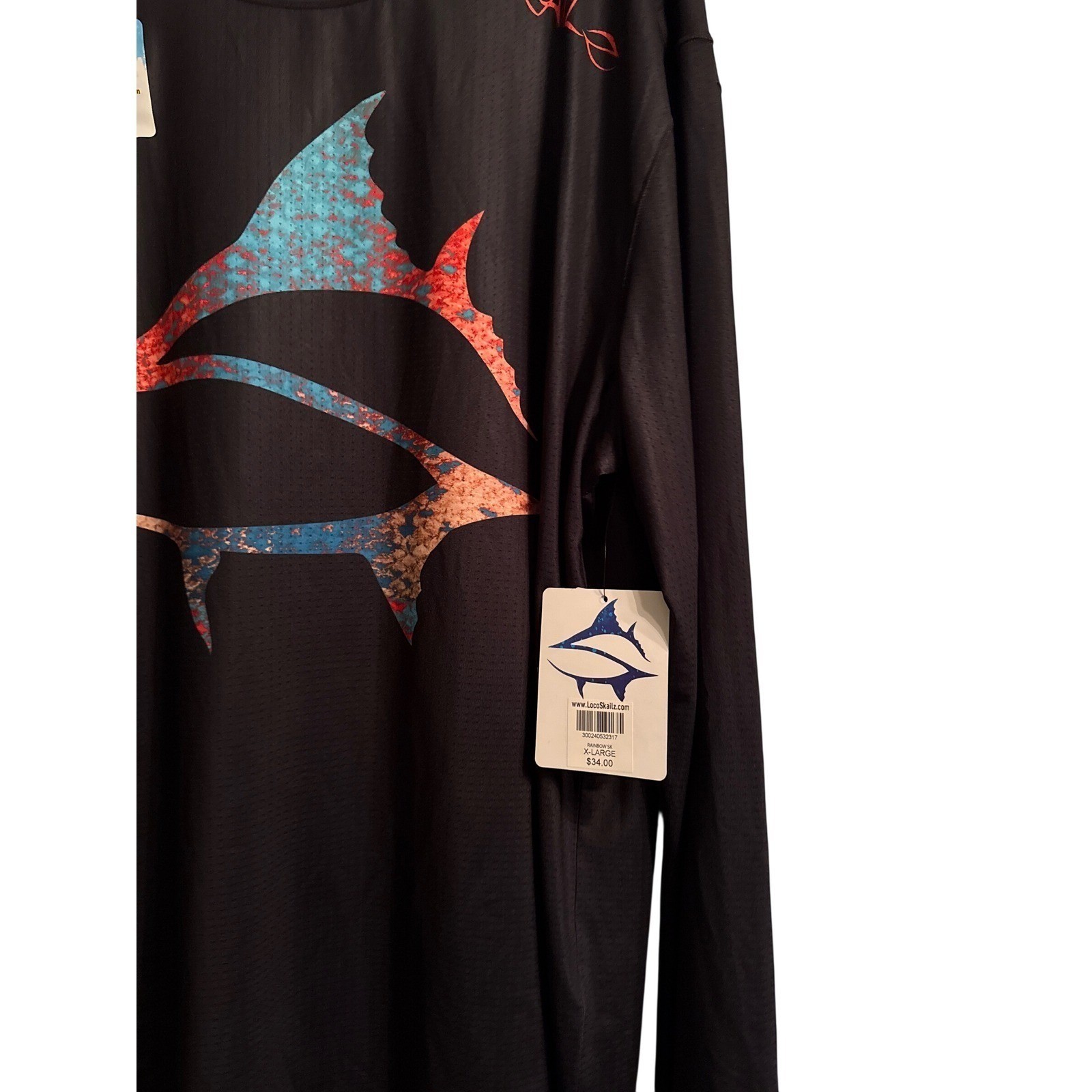 Loco Skailz Mens Savage Mesh Fishing Shirt Black UPF 50 Long Sleeve XL New gallery