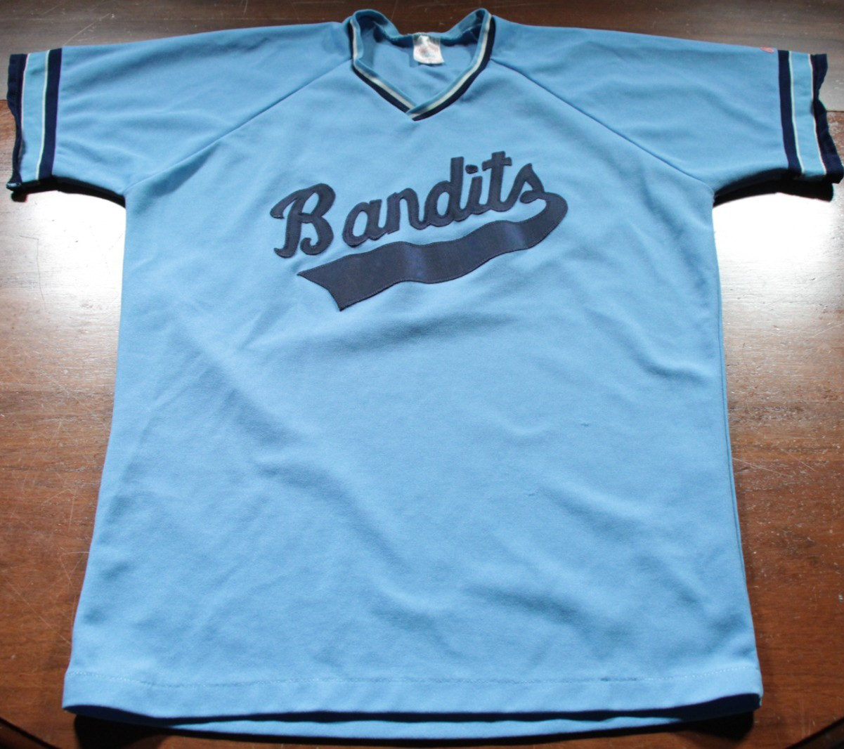 Vintage 70s 80s Bandits Baseball Softball Jersey Rawlings L Number 42 Blue