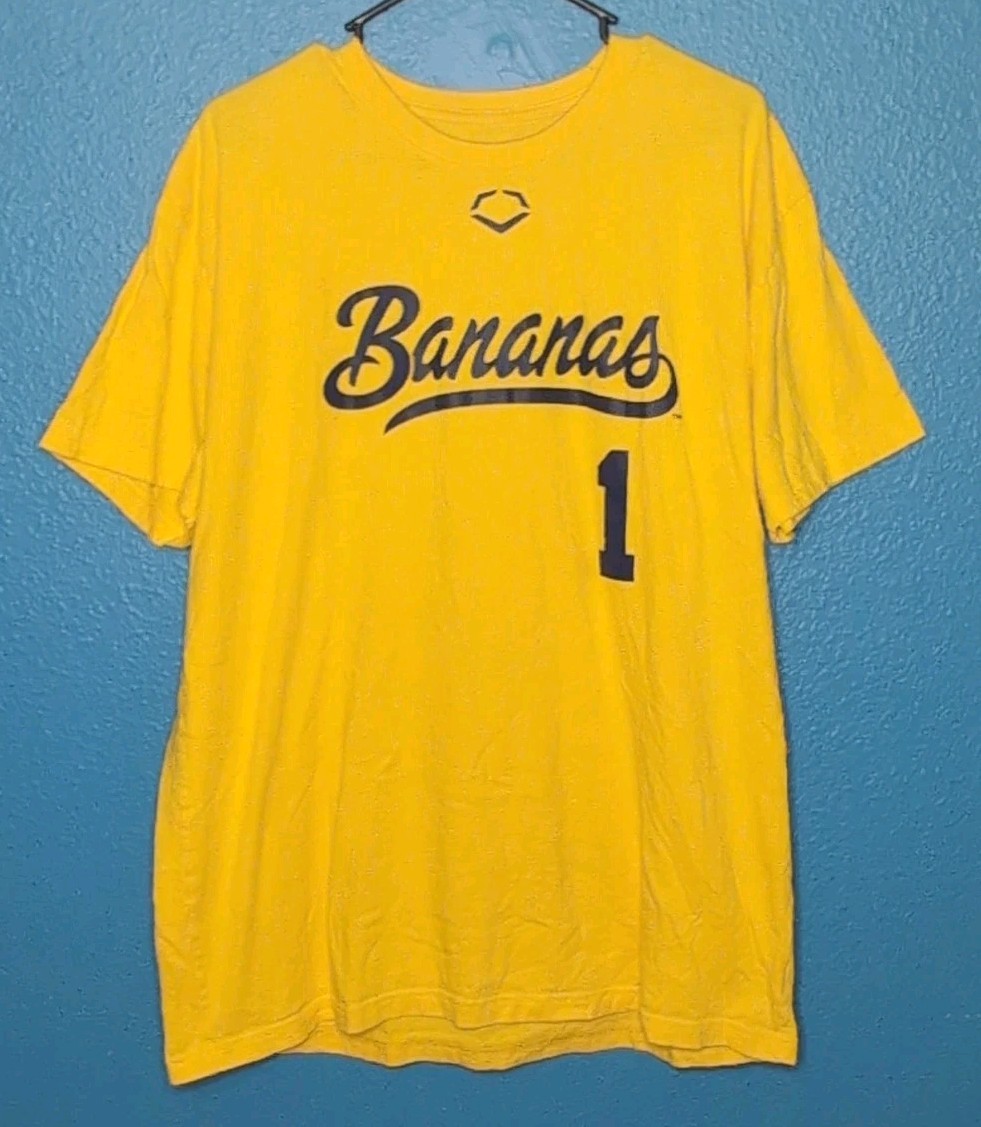 EvoShield Savannah Bananas TShirt 2XL Mens Yellow #1 Baseball Short Sleeve gallery