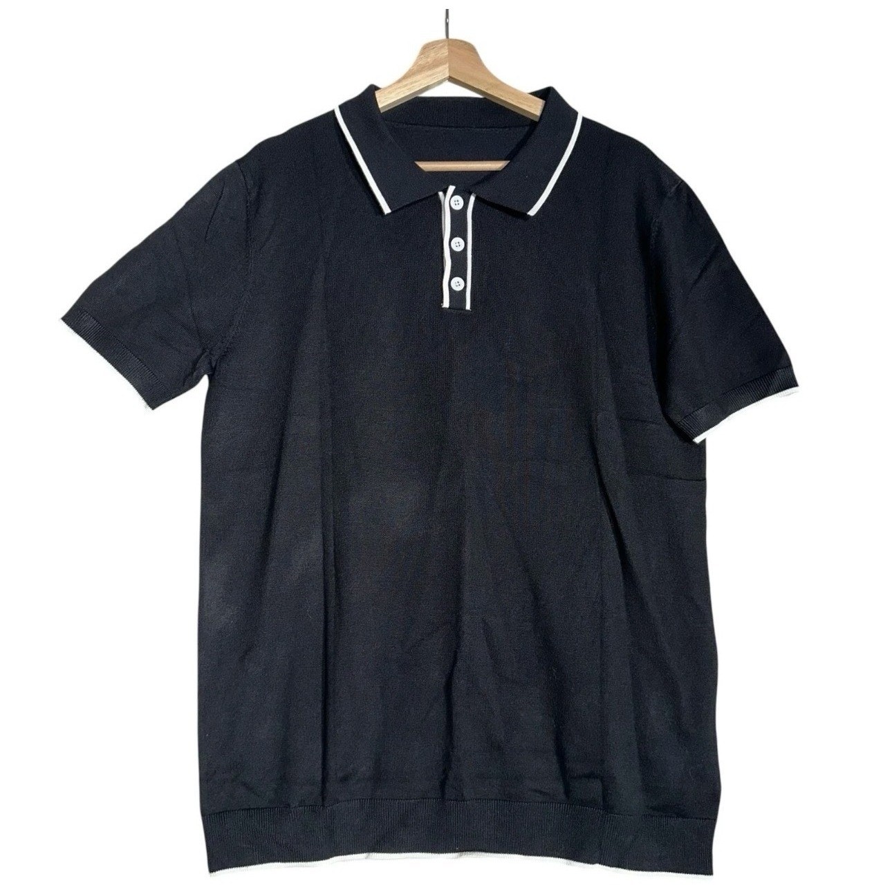 NEW Mens Polo Sz L Black Soft Stretch Collared Performance Holiday Gift Shirt gallery
