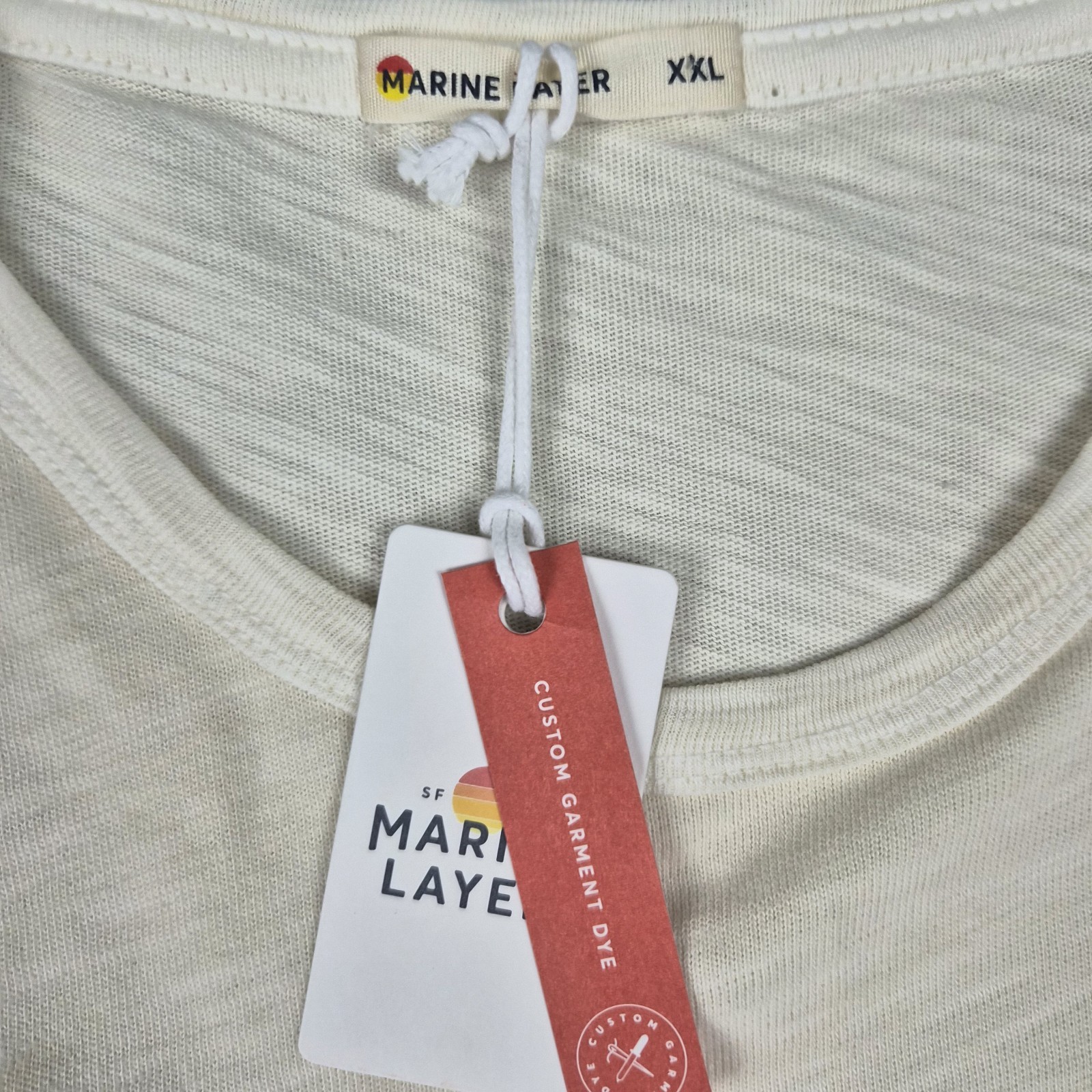 Marine Layer Tee Mens XXL Vintage Heavy Slub Pocket Antique Cream Short Sleeve gallery