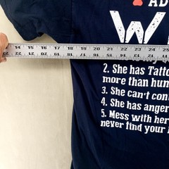 Screen Print Tee W/O Tag Measures Medium Adult Black With Wife Tribute On Back