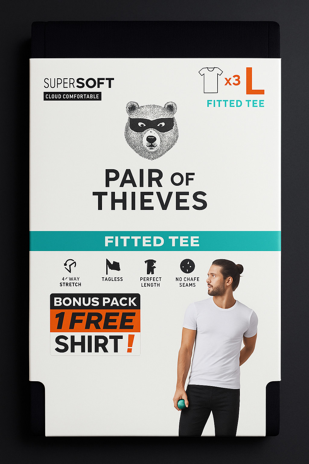 Pair of Thieves  SuperSoft Crew Neck Undershirt 3-Pack – Black – Large