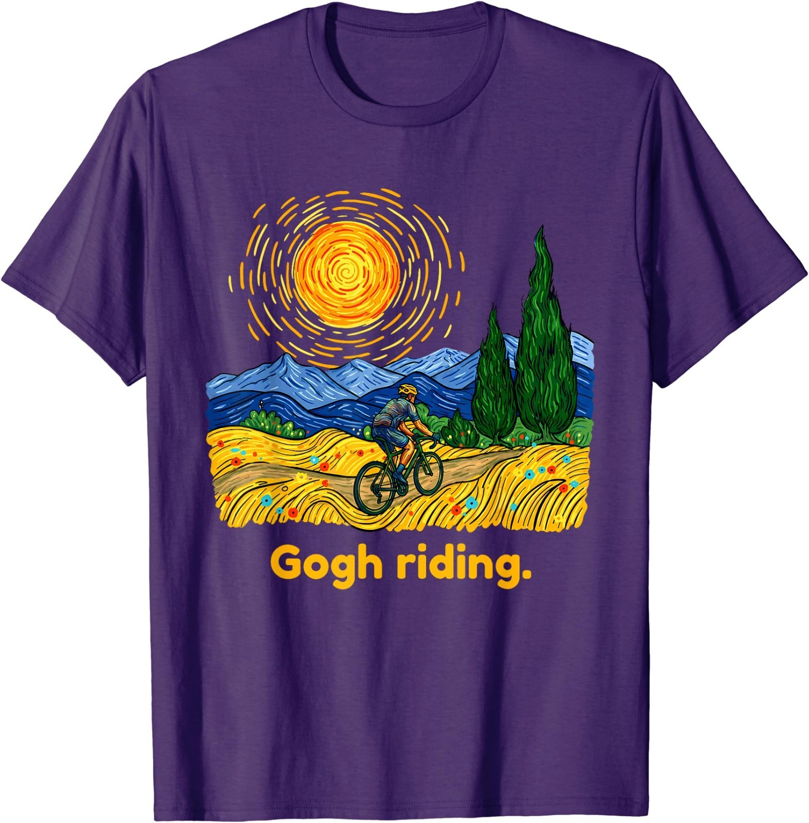 Gogh Riding Funny Cycling Van Gogh Art Bike T-Shirt gallery