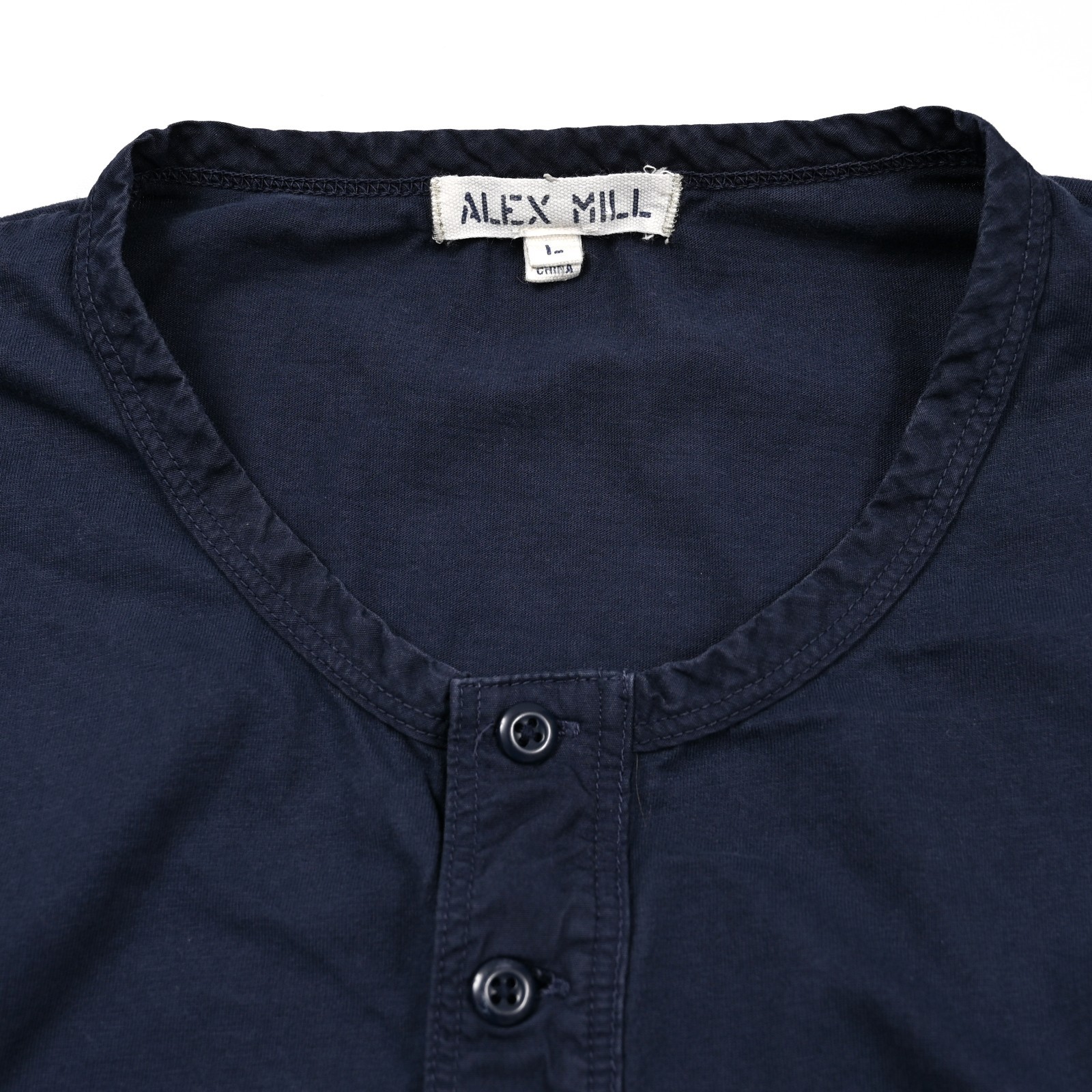 Alex Mill Henley Shirt Men's Large Blue 100% Cotton Long Sleeve Preppy 3 Button gallery