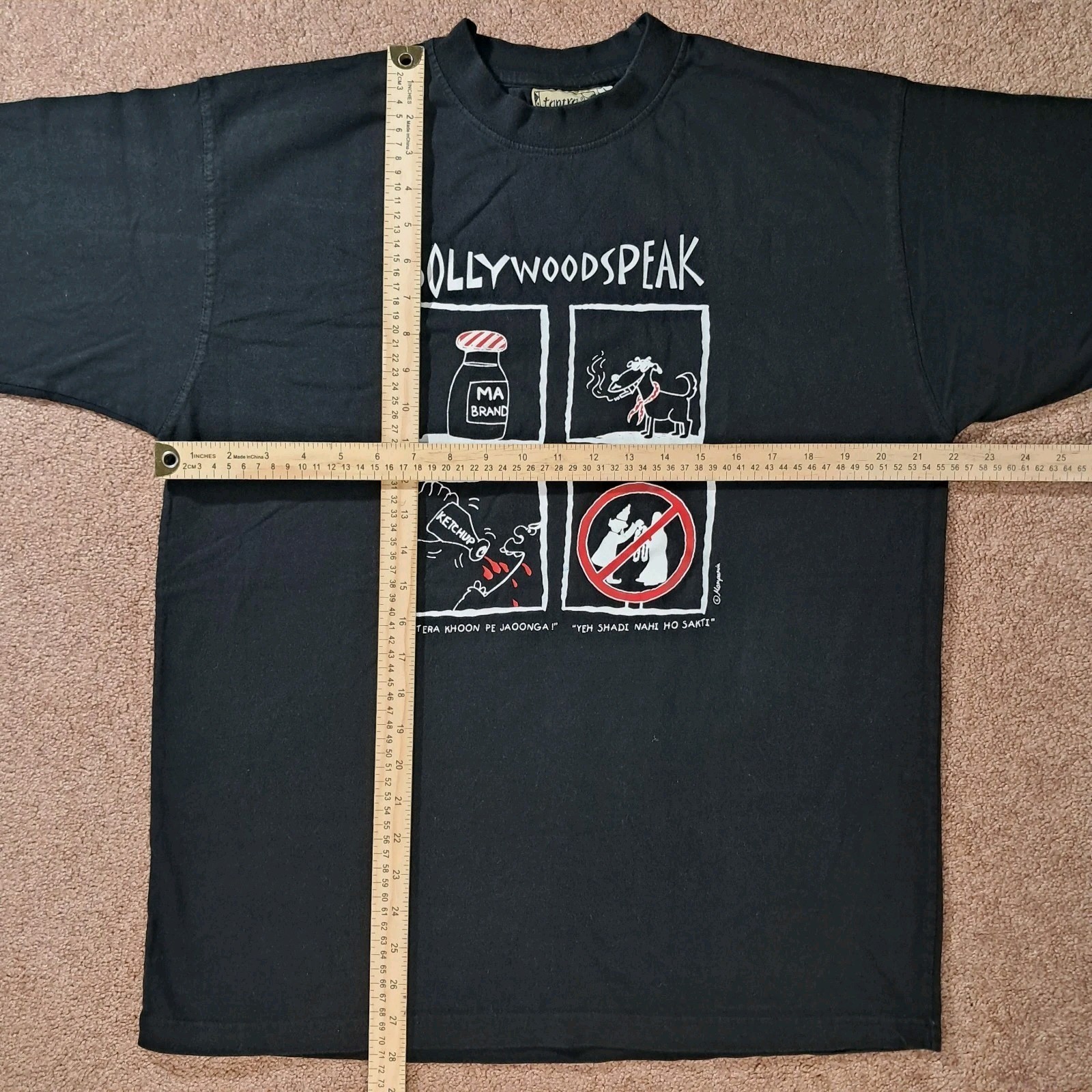 Vintage Tantra India Bollywood Speak Dhobi Graphic T-Shirt Size L Black Tee gallery