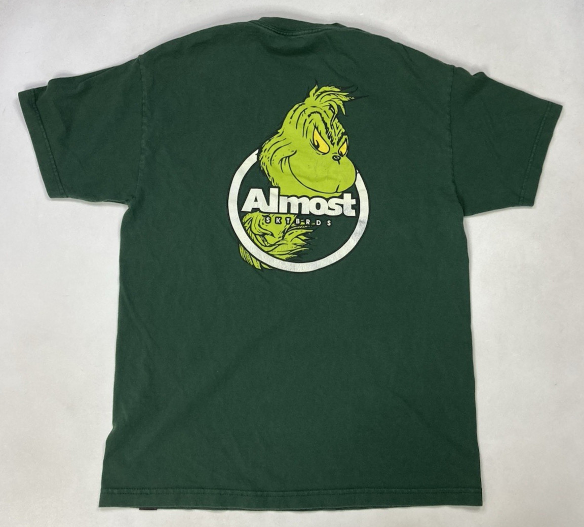 Almost Skateboard Dr Seuss Grinch Graphic T-shirt Men Large Green Short Sleeve gallery