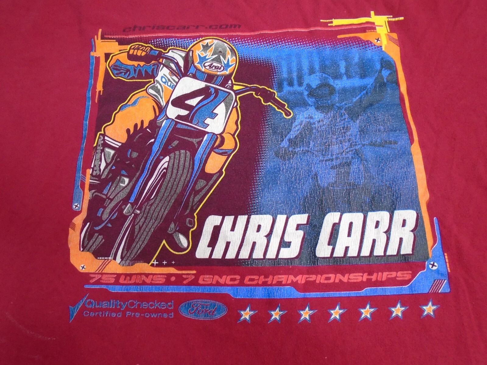 Vintage Y2K Chris Carr T Shirt 75 Wins 7 GNC Wins Motorcycle Racing Size XXL gallery