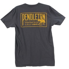 Pendleton Mens Graphic T-Shirt Gray Western Wear Horse Cowboy Logo Size M