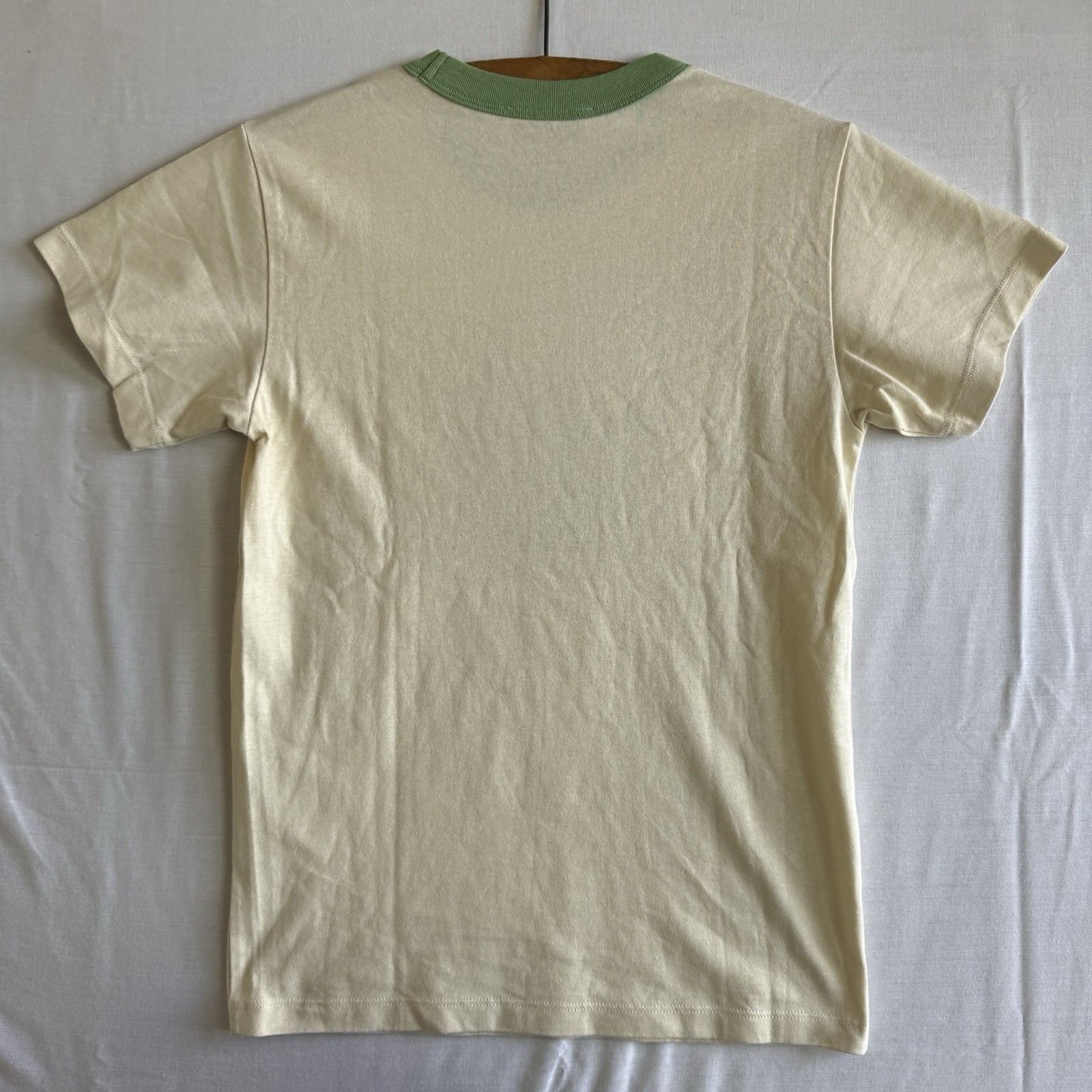LANVIN Paris T-Shirt Beige Art Graphic Beige Green Ringer Italy Made (16x24.5”) gallery