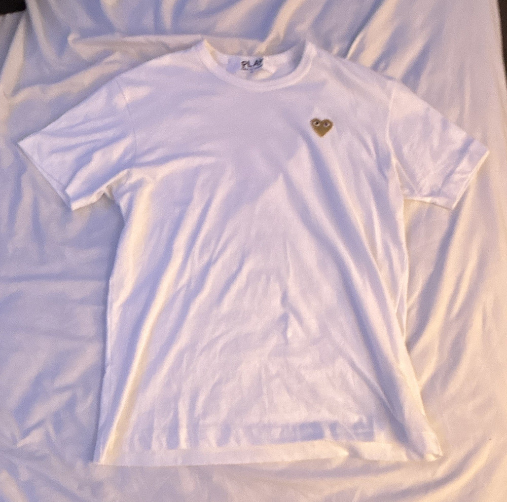 Comme des Garçons PLAY Heart Logo White Cotton Crew Neck T-Shirt Men’s XL