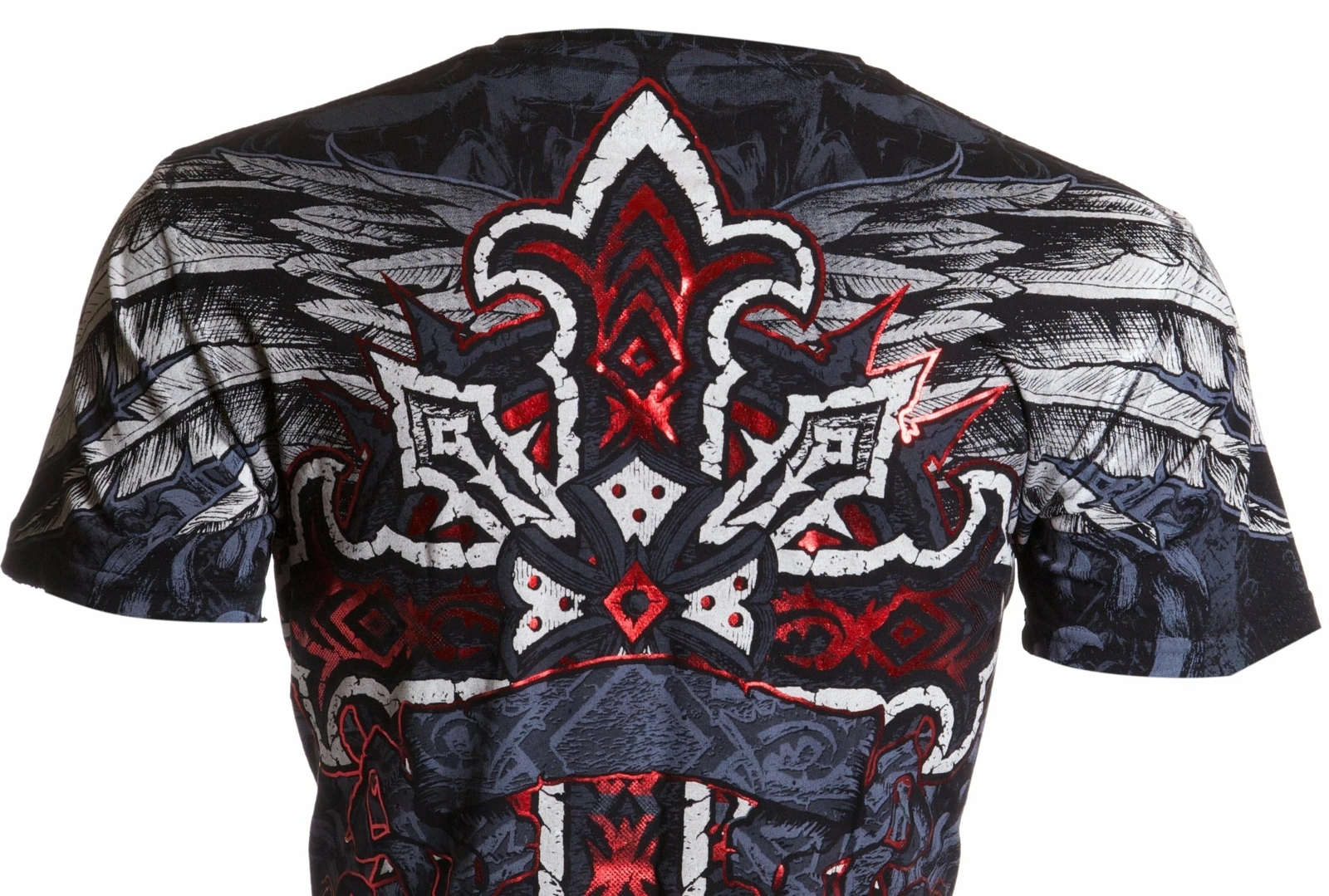 Archaic Affliction Men's T-Shirt RED FLAG Cross Wings Biker Black S-5XL gallery