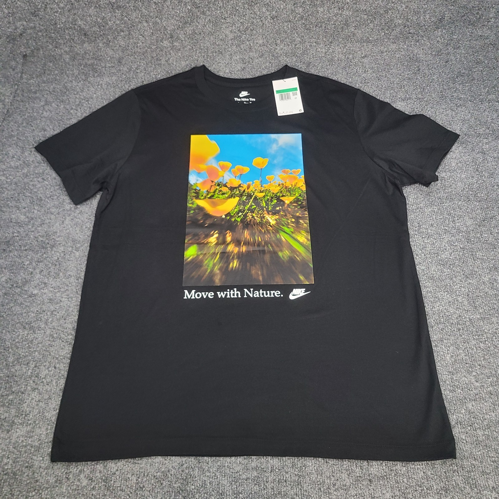 Nike Shirt Mens XL Black Move With Nature Floral Graphic Sportswear Cotton Tee gallery