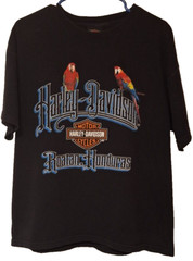 Harley Davidson Roatan Honduras Tropical Shirt Mens Sz L Double Sided Biker