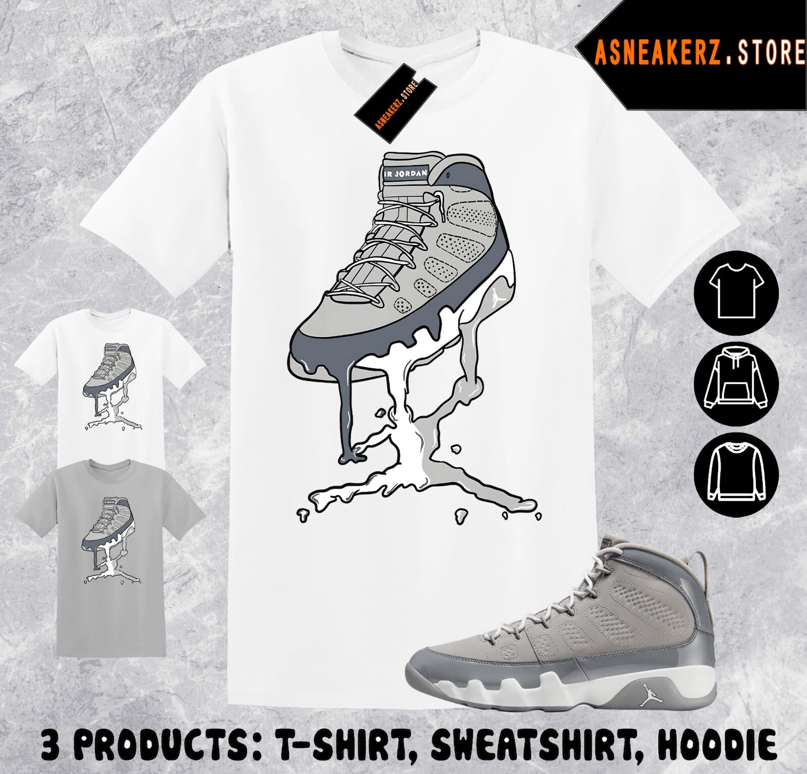 Shirt To Match AJ 9 Cool Grey Sneaker Matching Tee Drip Dripping 9s T-Shirt gallery