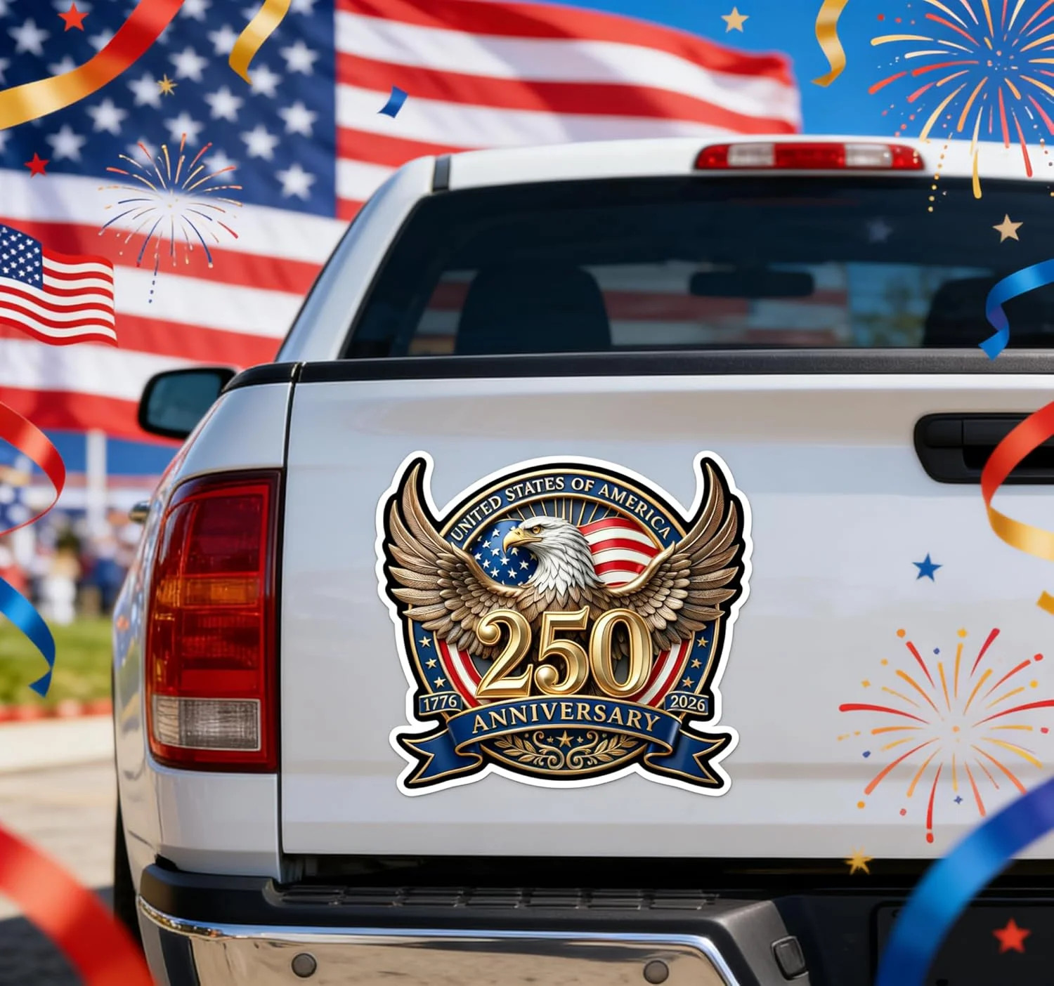 2PCS 250th Anniversary USA Car Decal Sticker 250 Anniversary USA Patriotic 4th o gallery