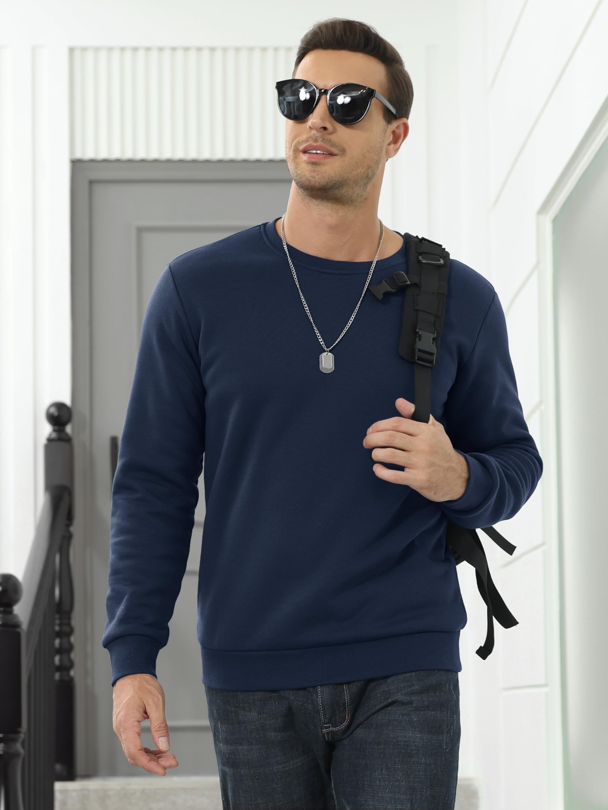 Men's Winter Warm Sherpa Lined Sweatshirt Long Sleeve Pullover Casual Sweatshirt gallery
