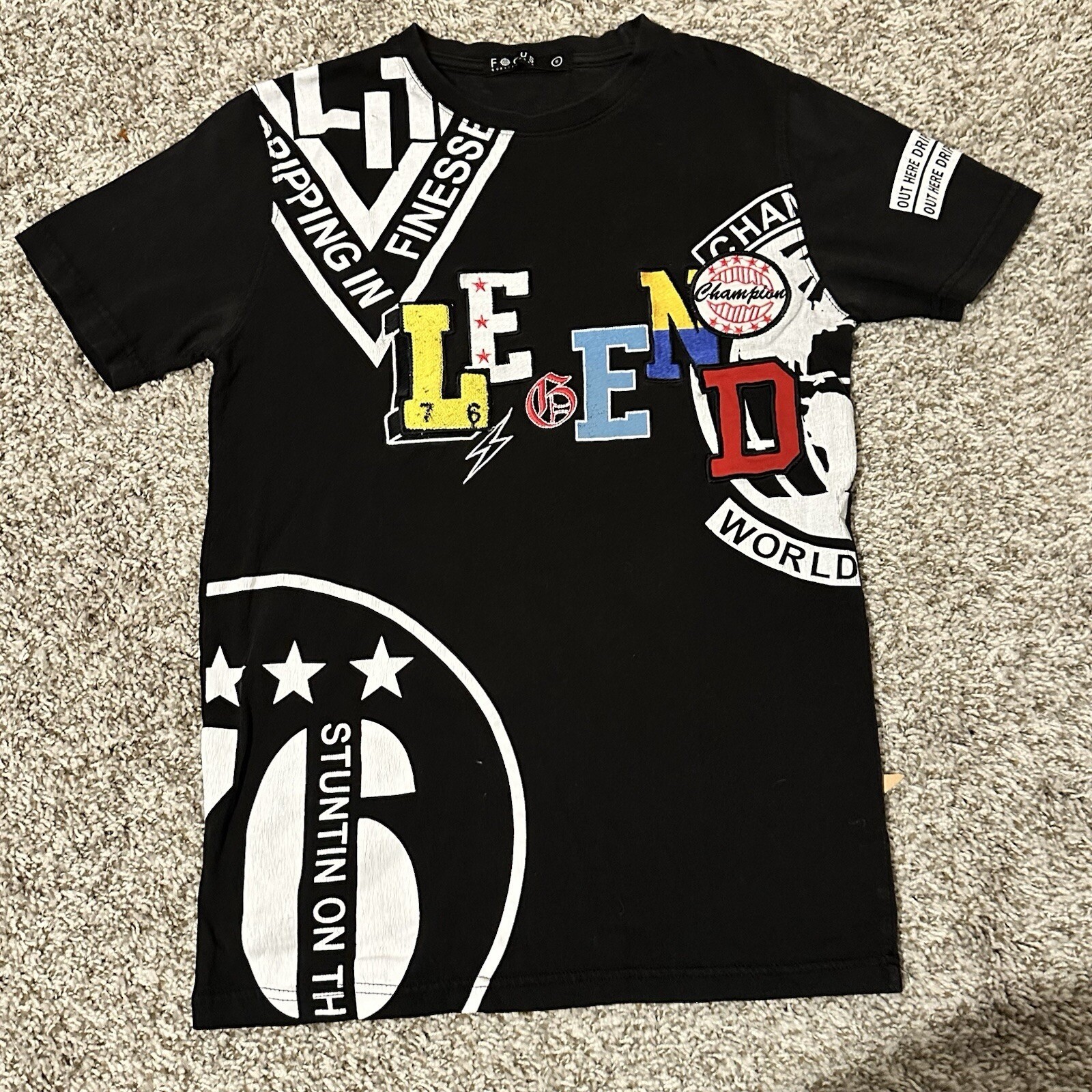 Focus Quality Wear Mens Legend Graphic Tee Black Short Sleeve Finesse Shirt S