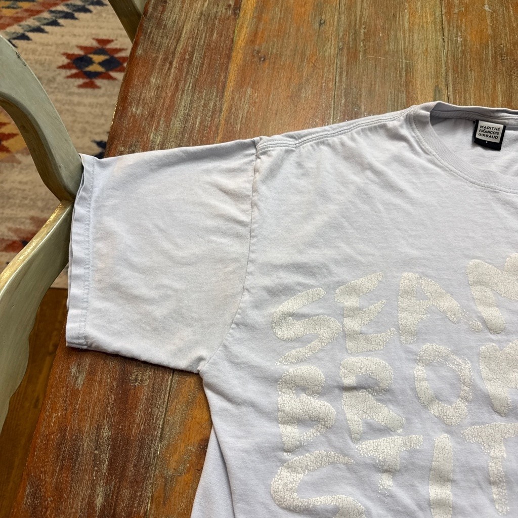 Vintage Marithe Francois Girbaud Graphic T Shirt Mens L Gray Puff Print Y2K gallery