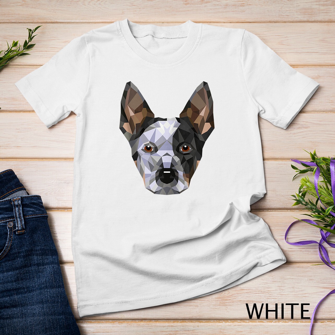 Geometric Blue Heeler Australian Cattle Dog Zip Tee Unisex T-shirt
