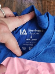 Illuminated Apparel Original Interactive Glow in The Dark T-Shirt, Blue Pink, S