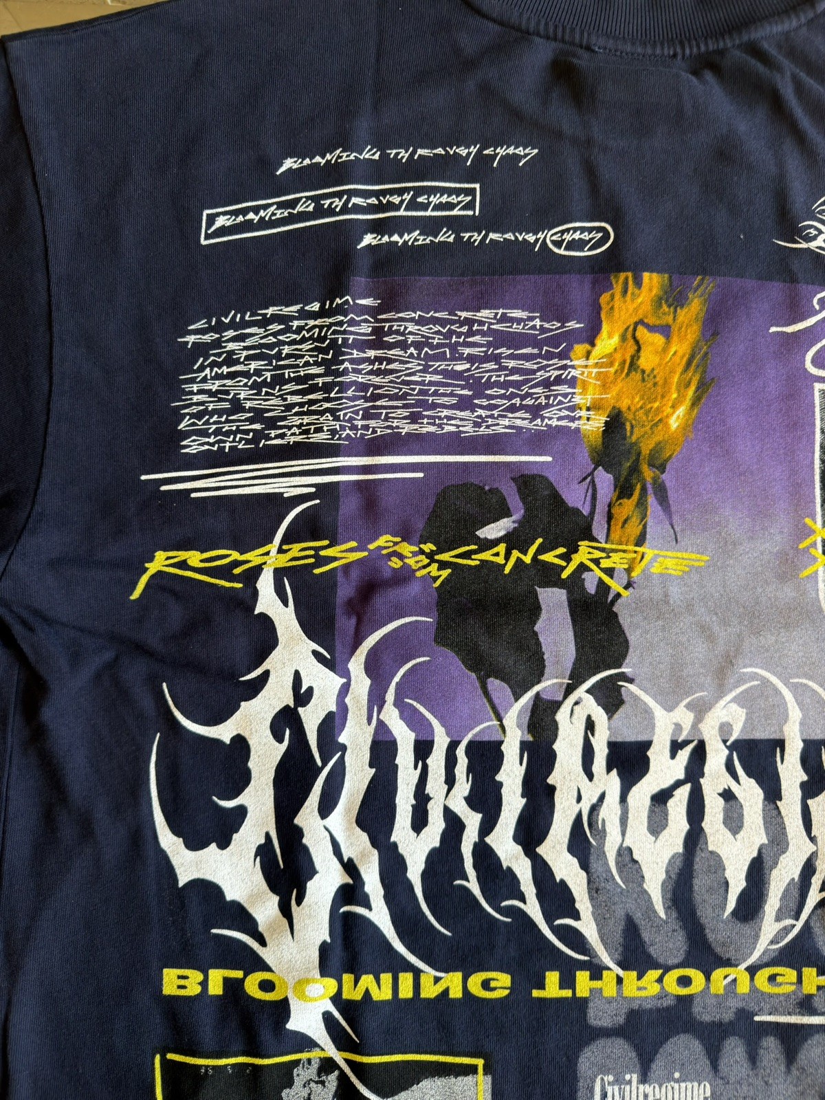 Size L - Civil Regime Roses From Concrete Skull Oversized T-Shirt gallery