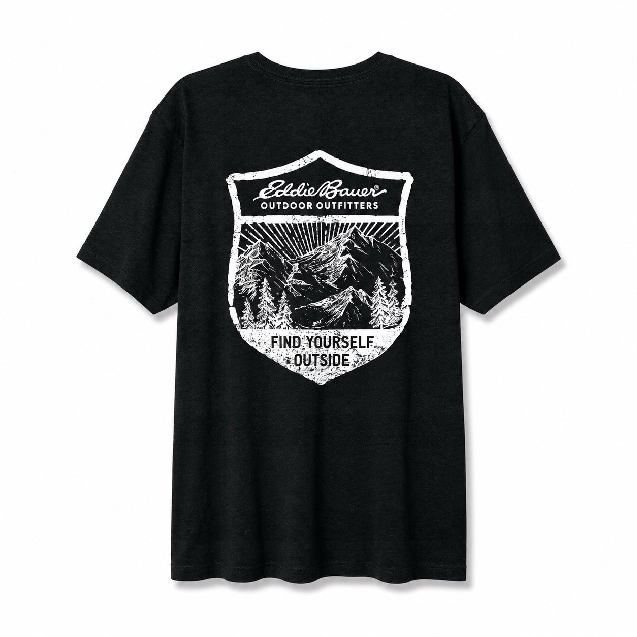 Eddie Bauer TL Tall Large Black Graphic T-Shirt NWOT Mountain Logo Tee gallery