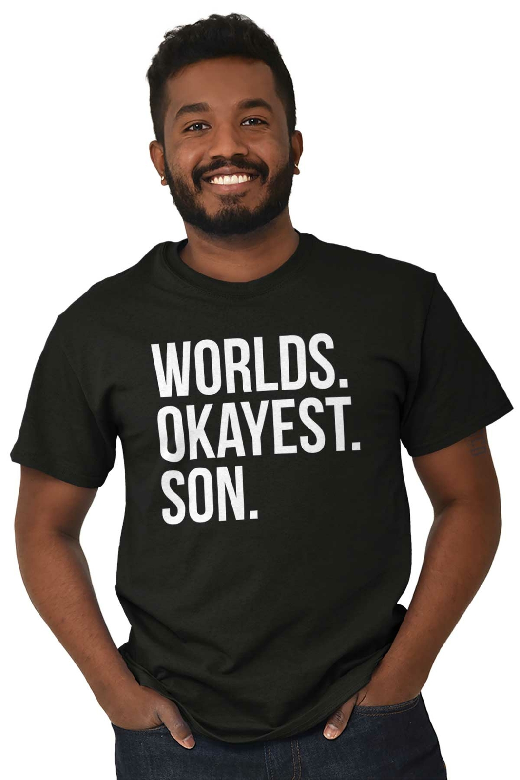 Worlds Okayest Son Parent Family Birthday Mens Short Sleeve Crewneck Tee gallery
