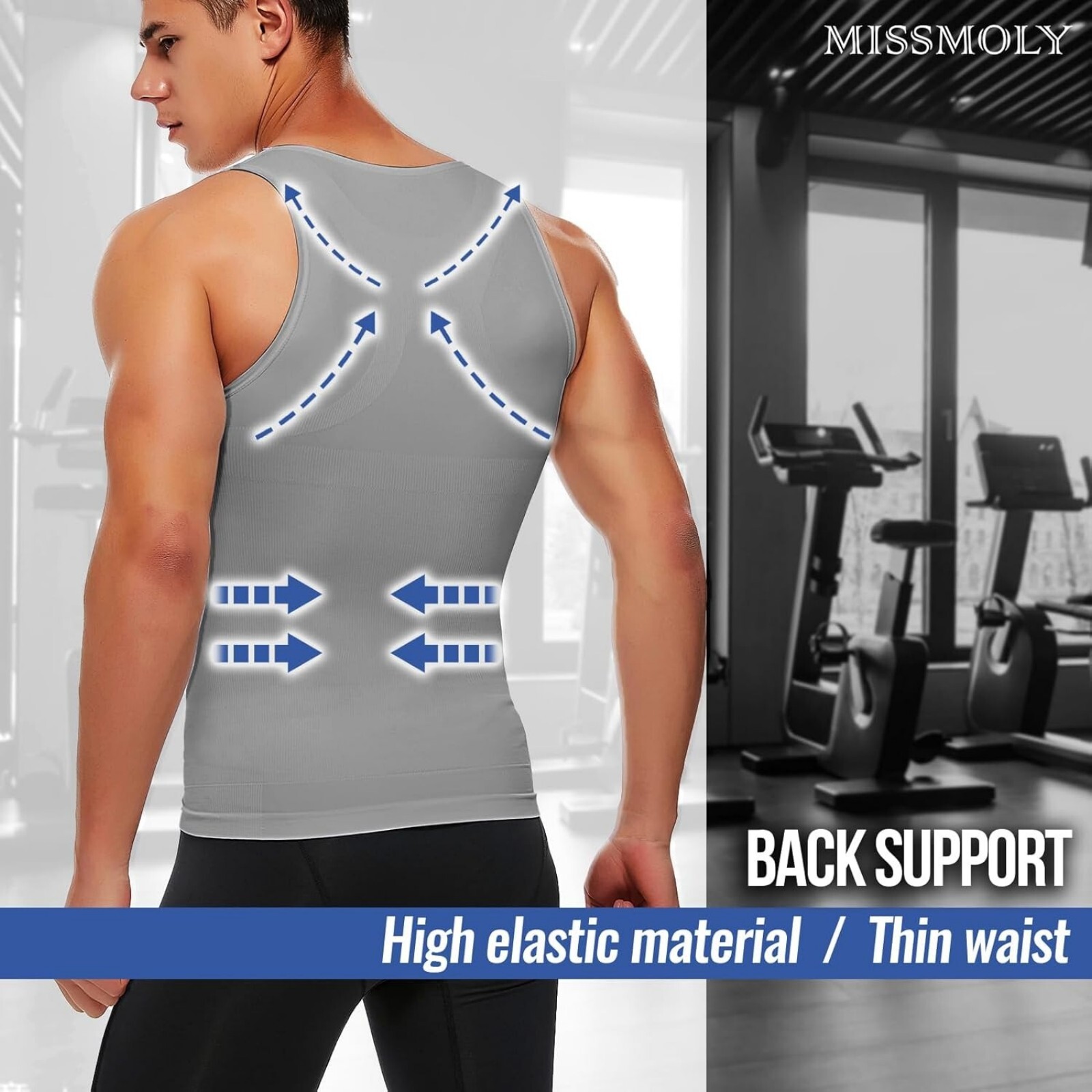 Male Gynecomastia Compress Tank Top Mens Slimming Body Shaper Vest Abs Shirt US gallery