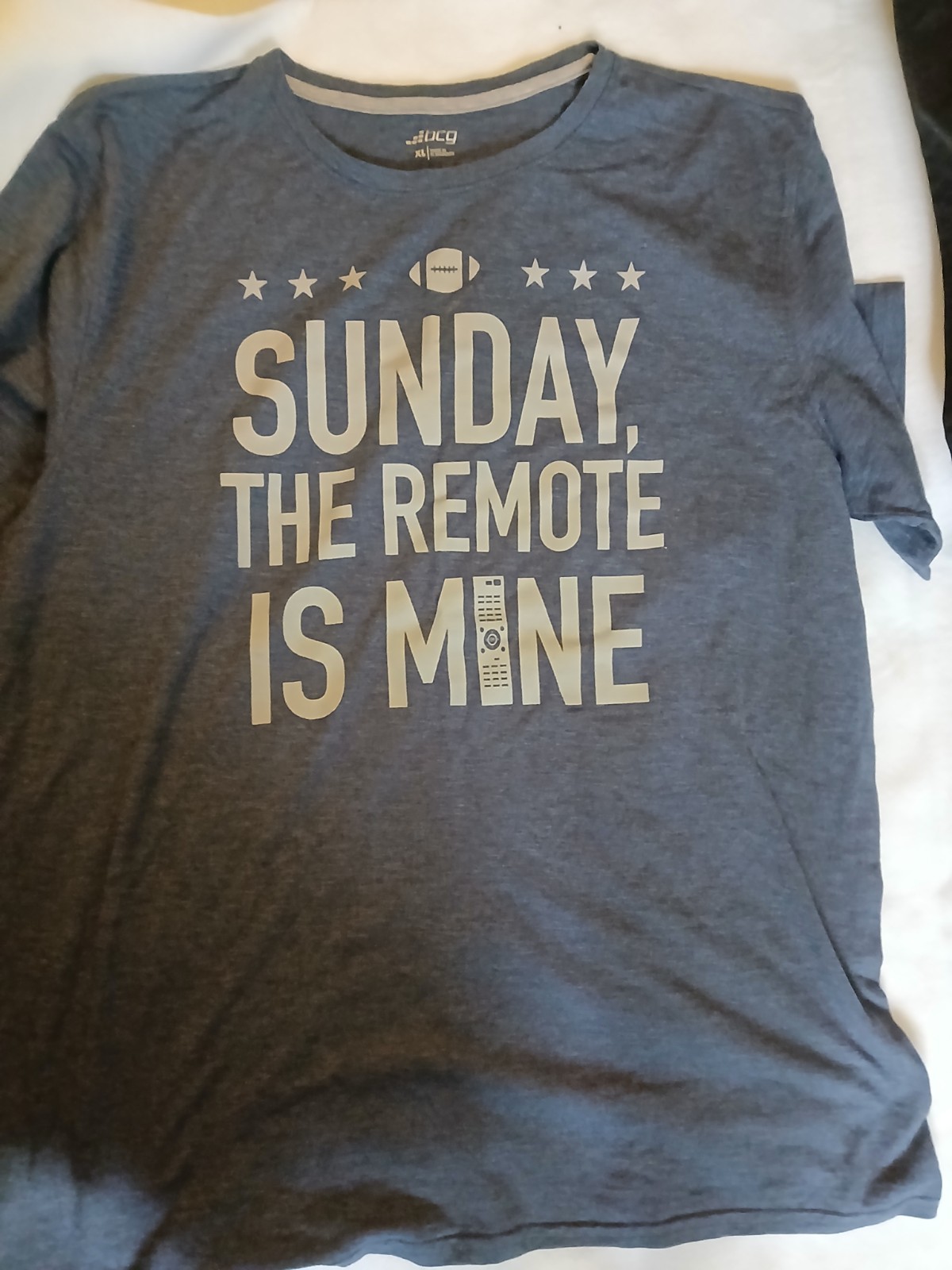 BCG Men’s XL Blue Graphic Print T-Shirt Crew Neck Short Sleeve “Remote Is Mine”