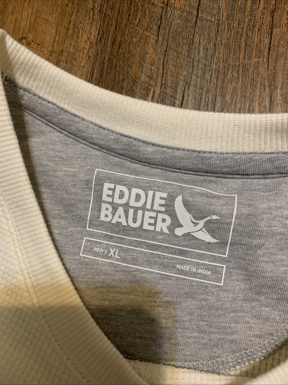 NEW Eddie Bauer Mens XL Waffle Knit Ivory Thermal Long Sleeve Crewneck Shirt gallery