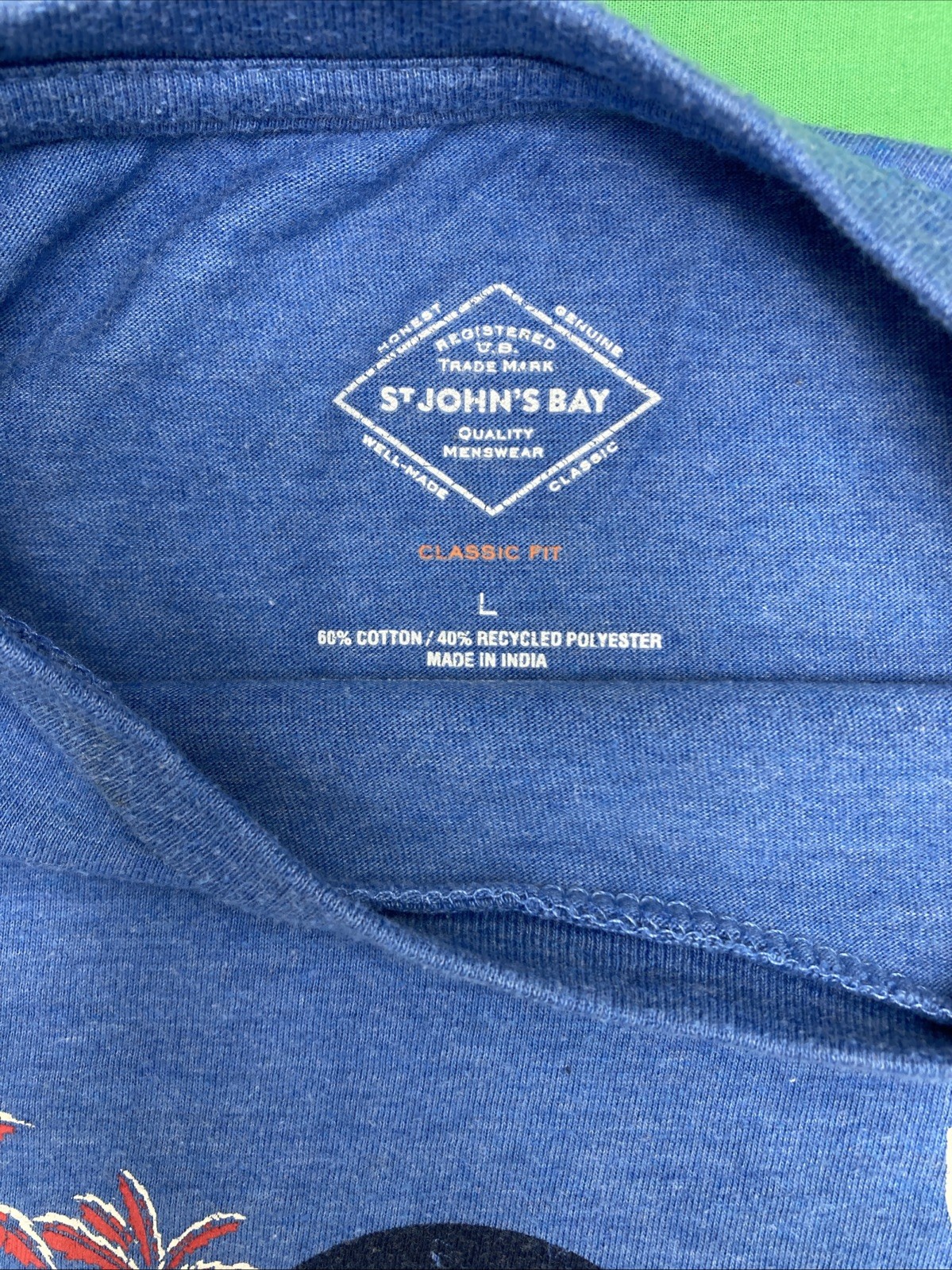 st johns bay t-shirt men's L BLUE surfing beach gallery