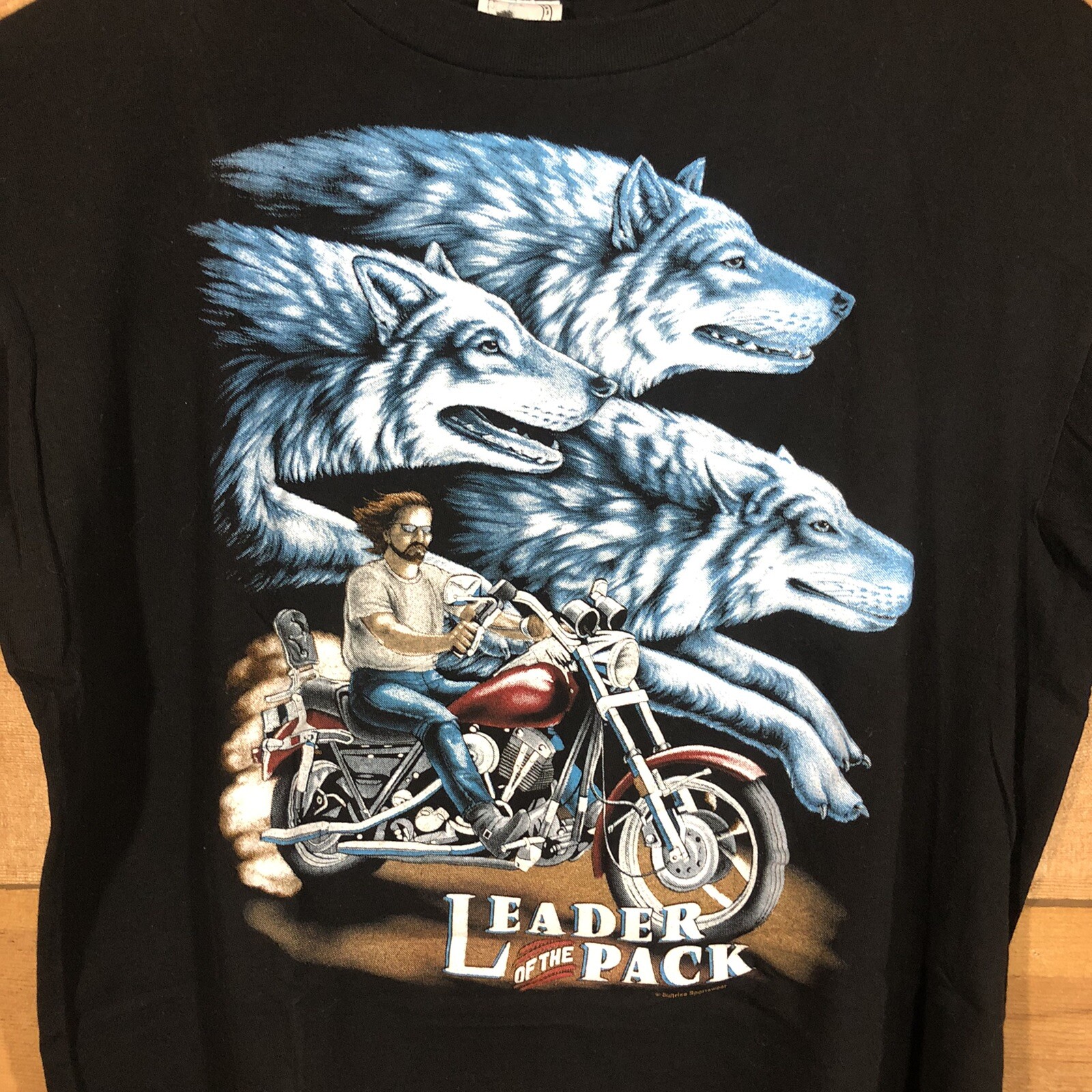 Vintage American Thunder Riding Leader Of The Pack Wolf T-Shirt Mens Size XL gallery