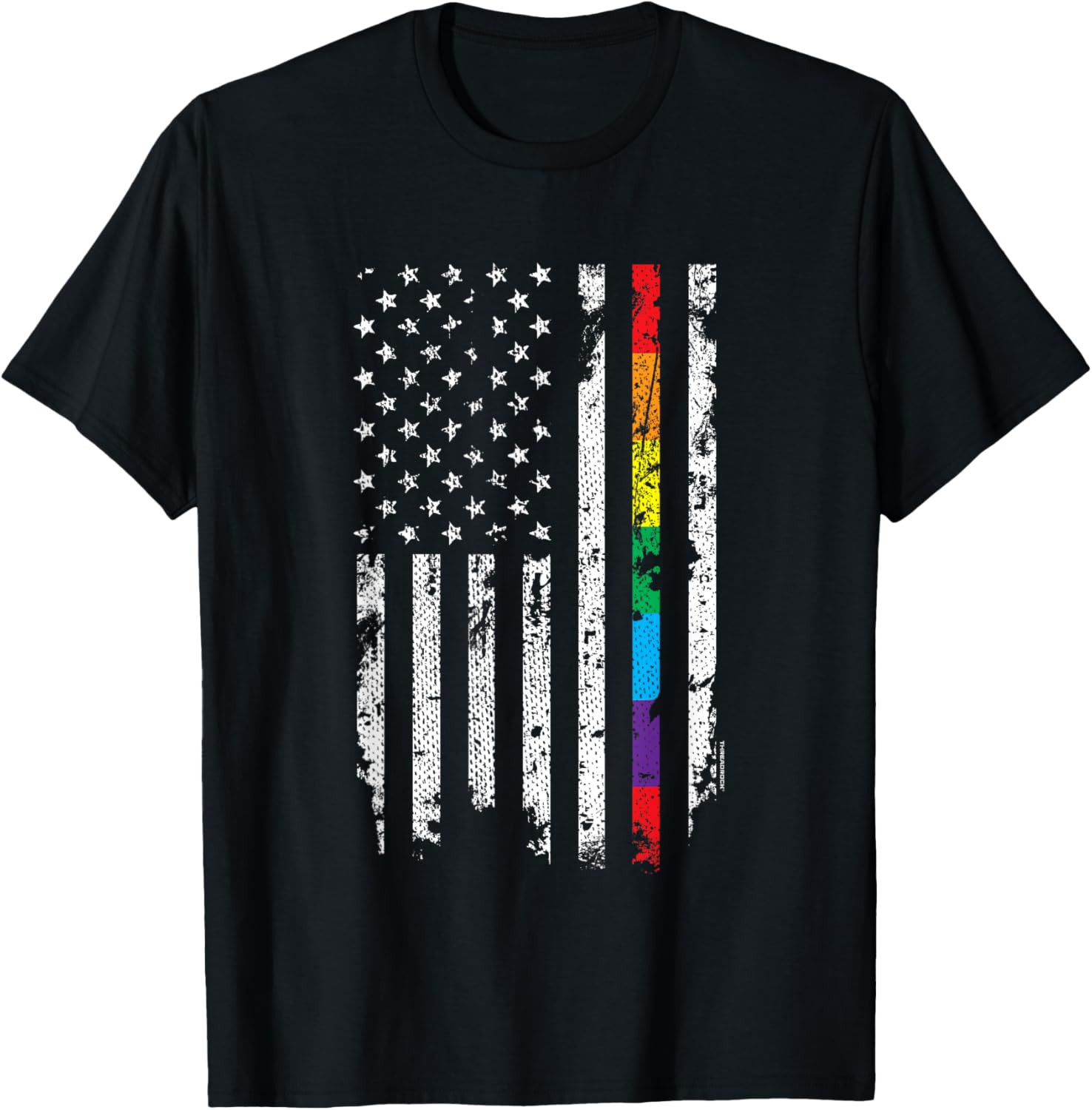 Gay Pride Thin Rainbow Line American Flag T-Shirt T Shirt gallery