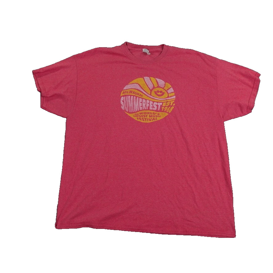Summerfest Milwaukee T Shirt Gildan Mens 2XL Red Graphic Festival Music Beer gallery