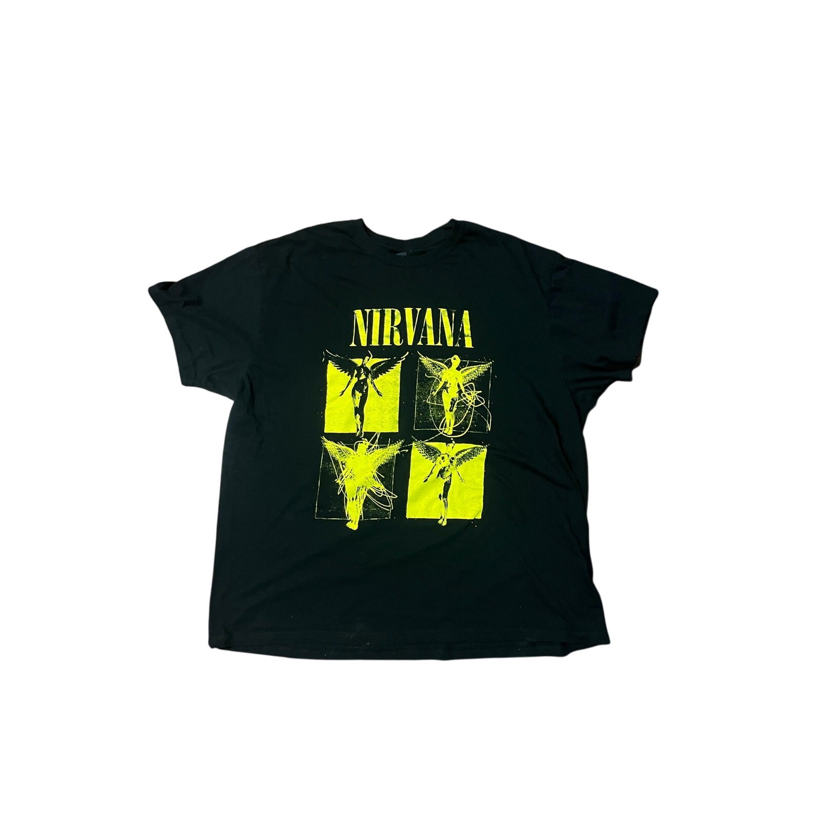 Nirvana T-shit 2xl In utero Black Angle Graphic yellow cotton Breathable, comfy