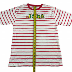 VTG Rainforest Cafe Men’s Embroidered Frogs T-Shirt Red/White Stripe • Medium