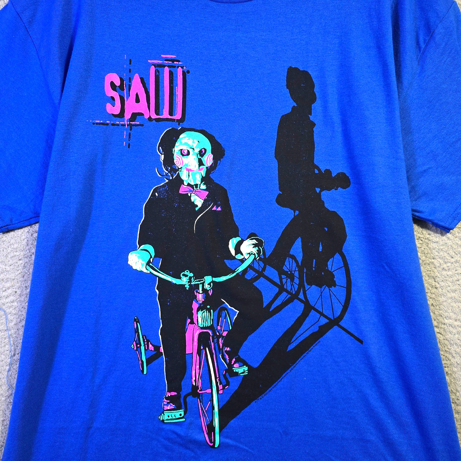 Saw Shirt Mens Extra Large XL Blue Horror Movie Horror Billy Puppet Casual NWT