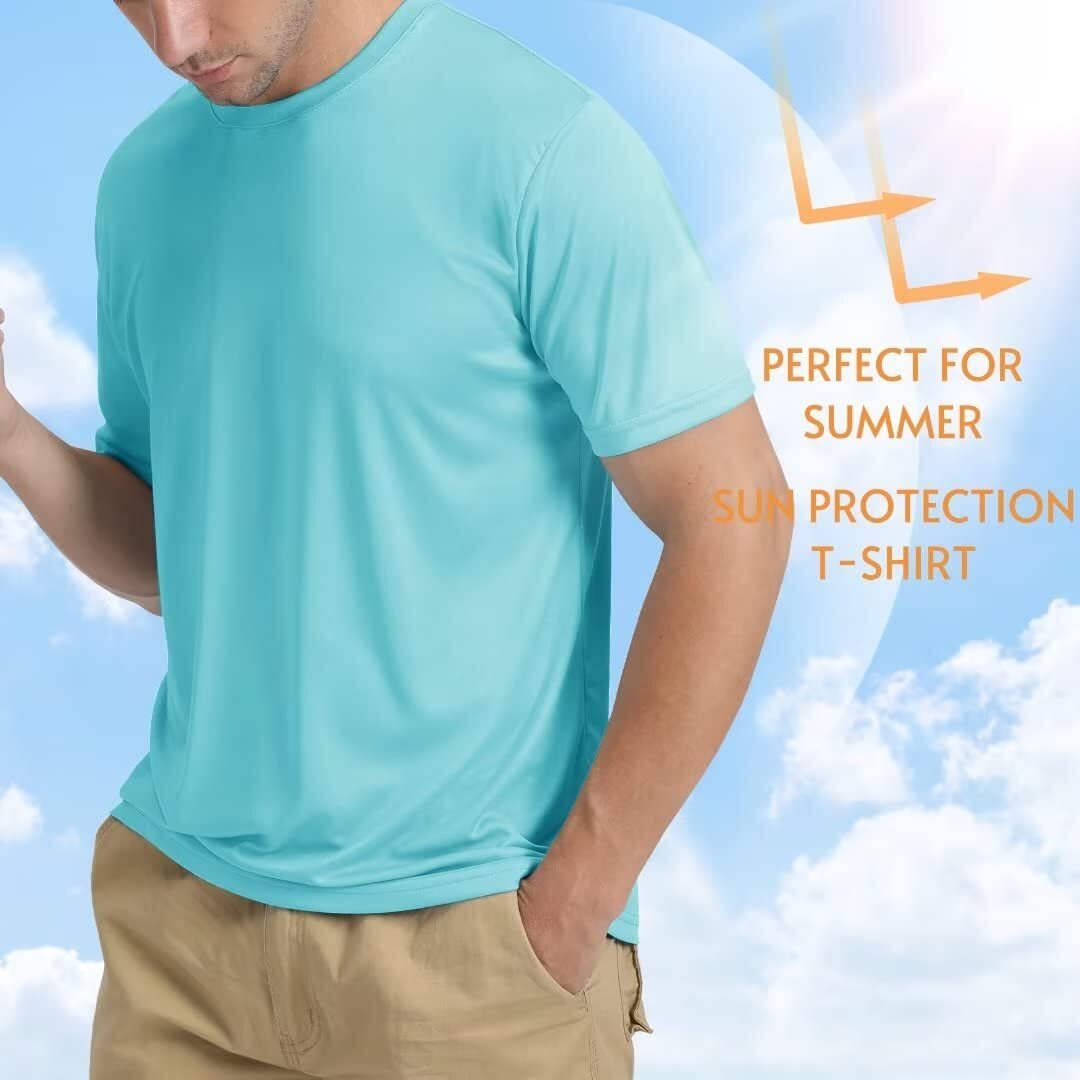 UPF50+ Men's UV Shirts Skin Protection Summer Short Sleeve Water Sport Casual T gallery