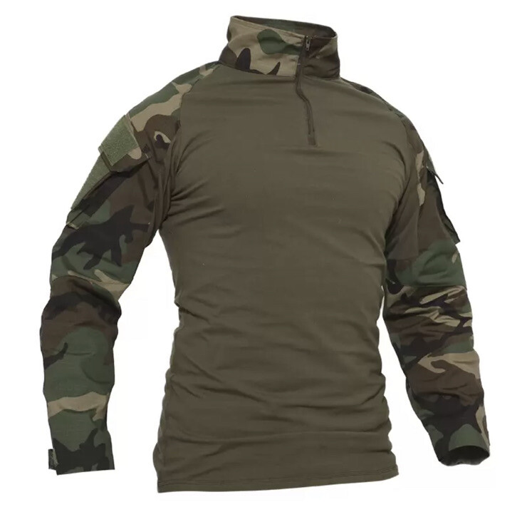 MAGCOMSEN Men's Tactical Military 1/4 Zip Camo Long Sleeve Shirt Men's XL Green gallery