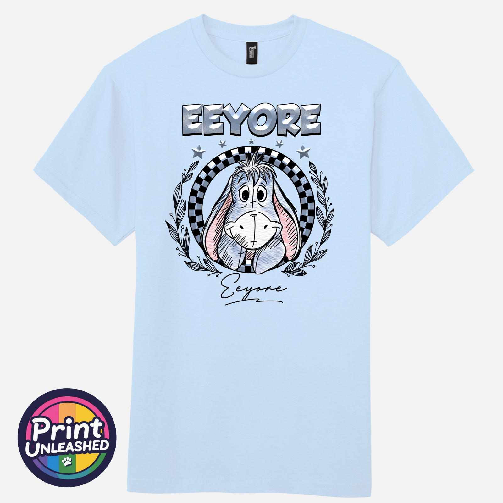 Round Eeyore T-Shirt Premium Pale Blue Tee Unisex M L XL Gorgeous Gift gallery