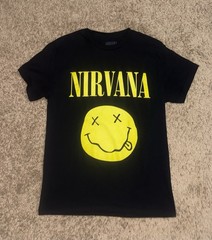 NIRVANA ‘Nevermind’ Black Tee Shirt w/Yellow Smiley Face Size M